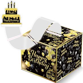Chiisong Birthday Money Box for Cash Gift Money Pull Box for Cash Gift Money Gift Box with Pull out Card 100 Transparent Bags Fun DIY Explosion Gift for Adult Kids(Birthday Cake)