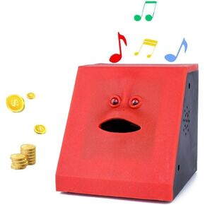 WeFoonLo Novelty Coin Money Eating Musical Face Bank Automatic Money Saving Collection Piggy Bank for Kids Children (Blue Flat)