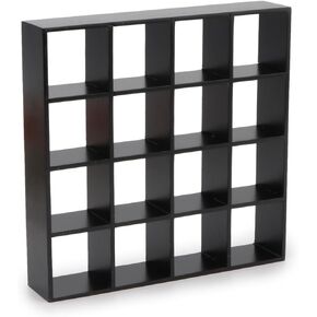 Miniature Furniture Wooden Storage Rack 16 Grid Shelves 1:12 Dollhouse Accessories Bookshelf Display Shelf Wall Rack Stand Mini House Scene Decoration (Beige)