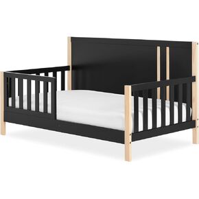 Dream On Me Soho Toddler Bed in Matte Black Vintage, JPMA & Greenguard Gold Certified, Crafted with Sustainable New Zealand Pinewood