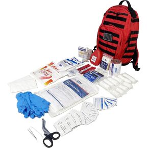 LINE2design Complete Molle Bag Kit - Emergency Survival First Aid Kit - Advanced Safety Rescue Compatible Outdoor Gear Kits - EMS Bags Medical Supplies - Red