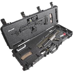 Case Club Waterproof Case to fit Imaged Items up to 33.18" in Pre-Cut Closed Cell Polyethylene Foam. Comes with an Included Small Waterproof Box, 2 Silica Gels, a Divider Foam, and a Cutting Blade