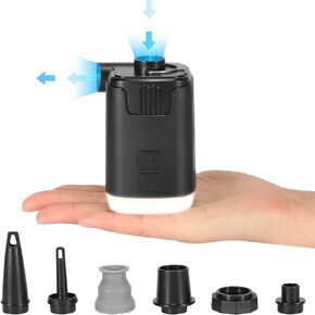 Portable Air Pump 4.5Kpa Mini Air Pump for Inflatables Quick Inflate Deflate, 4000mAH Rechargeable Battery Air Mattress Pump with LED Lights for Inflatable Boat Pool Floats Vacuum Bags
