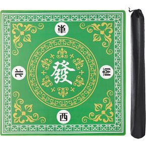 Mahjong Mat,31.5"x31.5" Blue Rubber Anti-Slip Mahjong Table Mat with 3 Free Dice & Carrying Bag for Mah Jongg, Card, Board & Tile Games