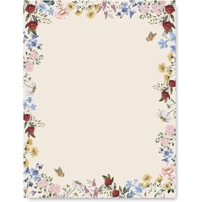 AnyDesign 80 Pack Floral Stationery Letterhead Paper Vintage Floral Letter Paper Wildflower Writing Paper Notes Greeting Paper for Wedding Birthday Invitation Office Printing Supplies, 8.5 x 11 Inch
