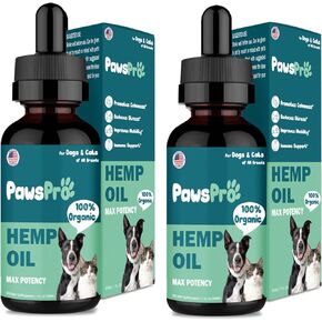 Hemp Oil for Dogs and Cats - Helps Pets with Anxiety, Pain, Stress, Sleep, Arthritis, Seizures Relief - Calming Treats Chews - Support Hip and Joint Health (2 Pack)
