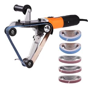 Pipe Tube Polisher Sander, 1000W Pipe Belt Sander with 6 Variable Speeds 1100-3200rpm, Professional Belt Sander Grinding Machine with 100PCS Sanding Belts for Burnishing Finishing Rust Removal