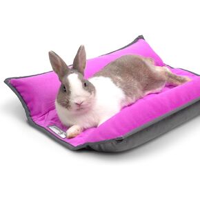 Paw Inspired Snuggle Bunny Bed for Rabbits, Cats, Dogs, and Other Small Pets and Animals | Reversible Fleece Bedding with Padded Sides (Gray/Blue)