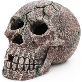 AQUA KT Aquarium Human Skull Rock Fish Tank Head Skeleton for Fish Hiding Place Cave Aquatic Landscape Decoration