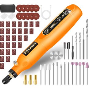 Saker Rotary Tool Kit, Cordless Rotary Tool, 5-Speed, Multi-Purpose 3.7V Power Rotary Tools Kit With 61 Accessories For Engraving, Drilling, Sanding, Grinding, Polishing, Carving