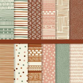 24 Sheets Boho Pattern Paper Hand Draw Scrapbook Specialty Paper Double Sided Craft Paper For DIY Card Making Photo Album Journal Decor, 6 x 6 Inch