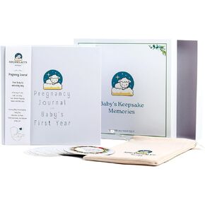 Pregnancy Journal -Baby's First Year- Christian Based Baby Keepsake Memory Book with 17 Double Sided Milestone Cards for props Each Milestone has a sweet Bible verse for Baby-Bonus Keepsake Velvet Bag