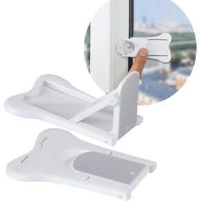 WENPENG Sliding Door Lock for Baby Safety, Window Stoppers for Vertical Windows, Baby Proof Lock for Sliding Glass Door,Window 2PK (White) (2 Count (Pack of 1))