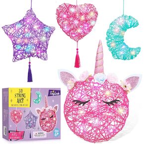Arts and Crafts for Kids Ages 8-12 Girls Christmas Unicorn Gifts 3D String Art Kit DIY Light up Heart Star Moon Lantern Toys with Multi-Colored Bulbs in Kuwait
