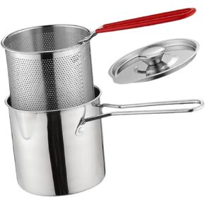 1 Set Stainless Steel Fryer Deep Fryer Basket Fish Frying Pan Fish Fryer Pot Fryer Pot and Basket Turkey Fryer Basket Deep Frying Pot Japanese Splitter 304 Stainless Steel Outdoor