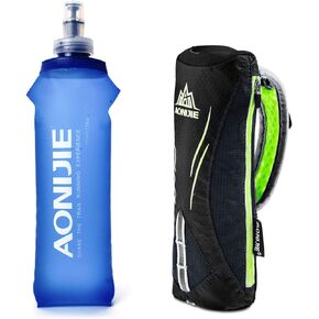 Handheld Water Bottle for Running, 17 oz Grip Handheld Bottle with Hand Strap Hydration Pack, Sport Soft Flask