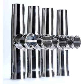 Amarine Made 4Pcs Fishing Rod Holder, Stainless Steel Rail Mount Fishing Pole Holders, Tournament Style Clamp on Rod Holder for Rails 1" to 1-1/4"