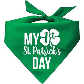 My First (1st) St. Patrick's Day Dog Bandana (Green, XS 226)