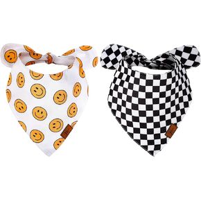 2Pcs Halloween Dog Bandana Black White Ghost Spider Pumpkin Lantern Print Fabric Pet Scarf Medium Sizes Adjustable Pet Neckerchief for Halloween Costume Accessories in Kuwait