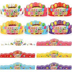 30 Pack Birthday Crowns for Kids Classroom, Paper Crowns Birthday Hats for School Classroom Birthday Party Supplies (6 Colors)