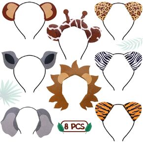 CiyvoLyeen Animals Ears Headbands Birthday Jungle Safari Zoo Party Favor Monkey Rhinoceros Elephant Hair Hoop for Kids