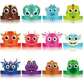 24 Pcs Birthday Party Hats for Kids Dinosaur Party Favors Dinosaur Headbands Dinosaur Paper Party Crown for Boys Girls, Dinosaur Theme Decoration Dinosaur Party Favors