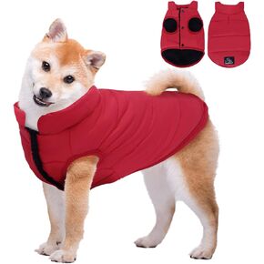 Dog Jacket, Nobleza Waterproof & Windproof Fleece Lined Dog Winter Coat with Leash Hole, Fashion Personality Dog Cold Weather Coats for Cold, Wet, Windy and Snowy Day(Orange M)