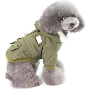Pet Dog Hoodies, Rdc Pet Work Clothes, Thickened Dog Overall, Dog Military Uniform, Army Hoodie Sweater, Cotton Jacket Fur Coat (Small)