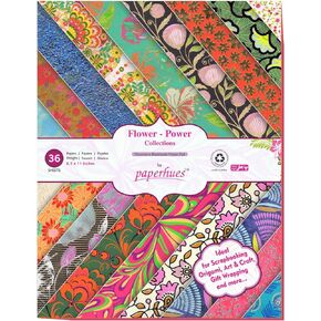 Paperhues Flower Power Handmade Scrapbook Papers 8.5x11" Pad, 36 Sheets.