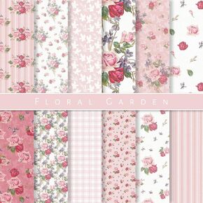 24 Sheets Rose Floral Pattern Paper Pink Scrapbook Specialty Paper Vintage Double Sided Craft Paper For DIY Card Making Photo Album Journal Decor, 6 x 6 Inch
