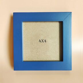KELE MODEL 4x4 Picture Frames Blue Solid Wood Frame, Plastic Panel (Film Needs to be Removed) Table or Wall.Front Window Opening 3.5x3.5 inch.