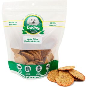 Lucky Premium Treats Chicken Lucky Chips for Dogs – Healthy Chicken Dog Treats Made in USA – Single Ingredient Dehydrated Chicken Jerky Dog Treats – 6 oz Jar