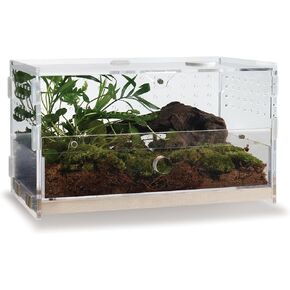 Acrylic Clear Reptile Habitat Enclosure Terrarium with Latch ，Perfect for Amphibians and Invertebrates Such as Spiders, Frogs, etc, Large Size, Horizontal or Vertical Style