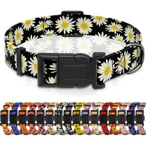 Dog Collar for Boys & Girls, Puppy Collar for Small to Large Dogs, Adjustable Soft Floral Pattern Pet Collar with Safety Buckle for Male & Females (Red, L) in Kuwait