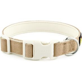 Plutus Pet Cotton Dog Collar, Heavy Duty Collar with Soft Padding, Adjustable and Comfortable for Small Medium and Large Dogs, Light Yellow, M