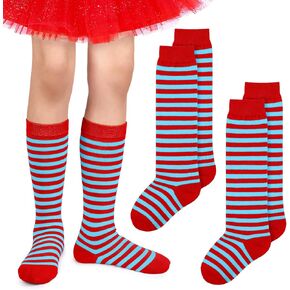 SOMSOC 2 زوجًا من الجوارب المخططة للأطفال للركبة، جوارب رياضية رفيعة، جوارب مخططة مبتكرة للأطفال الصغار والبنات in Kuwait