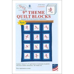 Cardinals Quilt Blocks, 48" x 37", White