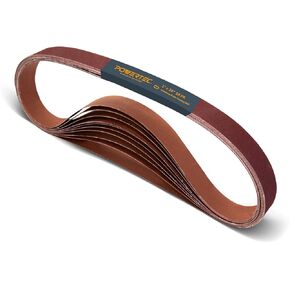POWERTEC 1 x 30 Inch Sanding Belt, 3 Each of 60/80/120/150/240/400 Grits, 18PK, Aluminum Oxide Belt Sander Sanding Belt Assortment for WEN 6515T/ Bucktool Belt and Disc Sander, Woodworking (11127-1)