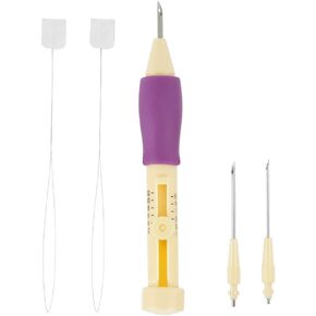 Punch Needle Embroidery Kit, Adjustable Rug Yarn Punch Needle with 3 Sizes Needles for Embroidery Floss Cross Stitching Beginner(Yellow and Gradient)