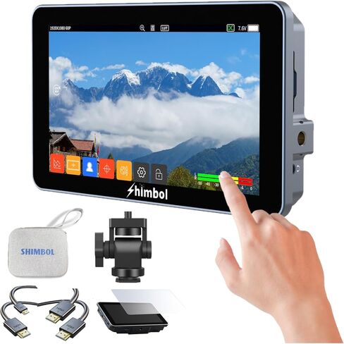 Shimbol M5 5.5" 1200nits Rec. 709 IPS Touchscreen On-Camera Field Monitor 4k HDR HDMI Aluminum Shell with 3D LUT, False Color, Waveform, Focus Peaking (Exclude Battery) in Saudi Arabia