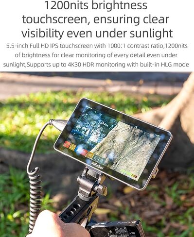 Shimbol M5 5.5" 1200nits Rec. 709 IPS Touchscreen On-Camera Field Monitor 4k HDR HDMI Aluminum Shell with 3D LUT, False Color, Waveform, Focus Peaking (Exclude Battery) in Saudi Arabia