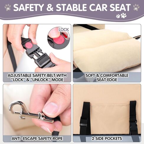مقعد سيارة معزز للكلاب الصغيرة والقطط، مقاعد سيارة للجرو بوحدة تحكم مركزية مع أشرطة وأحزمة قابلة للتعديل، مستلزمات رائعة للحيوانات الأليفة لحامل سيارات الكلاب in Kuwait
