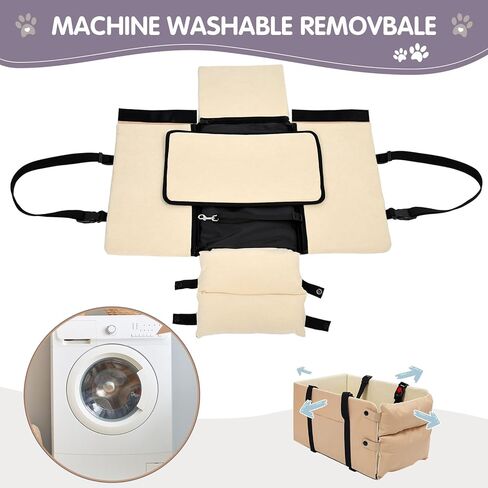 مقعد سيارة معزز للكلاب الصغيرة والقطط، مقاعد سيارة للجرو بوحدة تحكم مركزية مع أشرطة وأحزمة قابلة للتعديل، مستلزمات رائعة للحيوانات الأليفة لحامل سيارات الكلاب in Kuwait