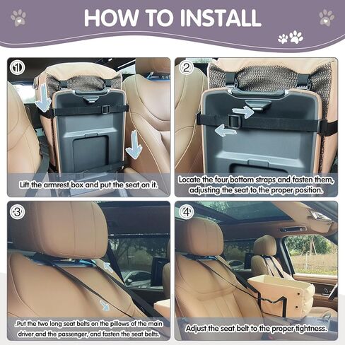 مقعد سيارة معزز للكلاب الصغيرة والقطط، مقاعد سيارة للجرو بوحدة تحكم مركزية مع أشرطة وأحزمة قابلة للتعديل، مستلزمات رائعة للحيوانات الأليفة لحامل سيارات الكلاب in Kuwait
