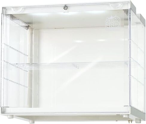 صندوق عرض أكريليك شفاف LED من SupBro - التحكم الصوتي - حافظة عرض سهلة التجميع، حافظة عرض قابلة للتكديس لألعاب شخصيات الحركة، تخزين المقتنيات- (16.5 × 12.6 × 19.7 بوصة (عبوة واحدة)، أبيض) in Saudi Arabia