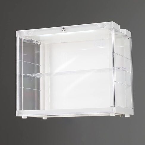 صندوق عرض أكريليك شفاف LED من SupBro - التحكم الصوتي - حافظة عرض سهلة التجميع، حافظة عرض قابلة للتكديس لألعاب شخصيات الحركة، تخزين المقتنيات- (16.5 × 12.6 × 19.7 بوصة (عبوة واحدة)، أبيض) in Saudi Arabia