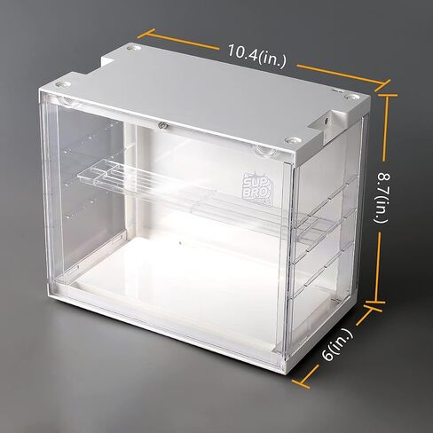 صندوق عرض أكريليك شفاف LED من SupBro - التحكم الصوتي - حافظة عرض سهلة التجميع، حافظة عرض قابلة للتكديس لألعاب شخصيات الحركة، تخزين المقتنيات- (16.5 × 12.6 × 19.7 بوصة (عبوة واحدة)، أبيض) in Saudi Arabia