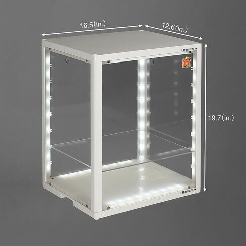 صندوق عرض أكريليك شفاف LED من SupBro - التحكم الصوتي - حافظة عرض سهلة التجميع، حافظة عرض قابلة للتكديس لألعاب شخصيات الحركة، تخزين المقتنيات- (16.5 × 12.6 × 19.7 بوصة (عبوة واحدة)، أبيض) in Saudi Arabia