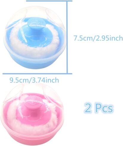 2Pcs Baby Powder Powder Puff Plush + Boxed Container, Baby Powder Container in Kuwait