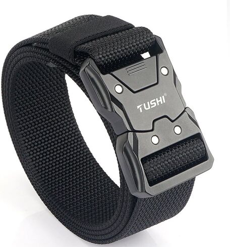 PTAKRQYDYIBJG حزام واجب تكتيكي 1.5 بوصة حزام شرطة مع مشبك سريع التحرير من النايلون الأسود حزام واجب إنفاذ القانون حزام قتالي أداة مساعدة للرجال من رجال الإطفاء العسكريين من الشرطة in Kuwait